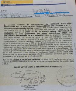 Trabajadores afiliados a ATE Corrientes denuncian persecusión por parte del Sindicato