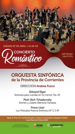 La Orquesta Sinfónica brindará un concierto romántico en la Facultad de Medicina