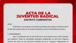 La Juventud Radical de Corrientes dispuso votar el 27 de octubre